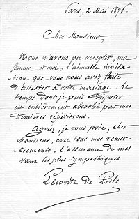 Autographe de Leconte de Lisle