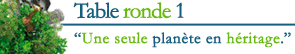 Table ronde 1 : Une seule plan�te en h�ritage
