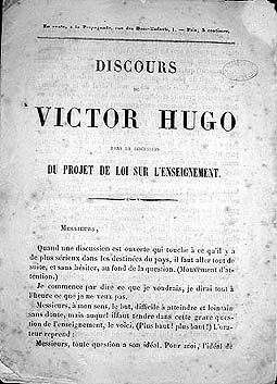 Discours de Victor Hugo à propos du projet de loi sur l'enseignement