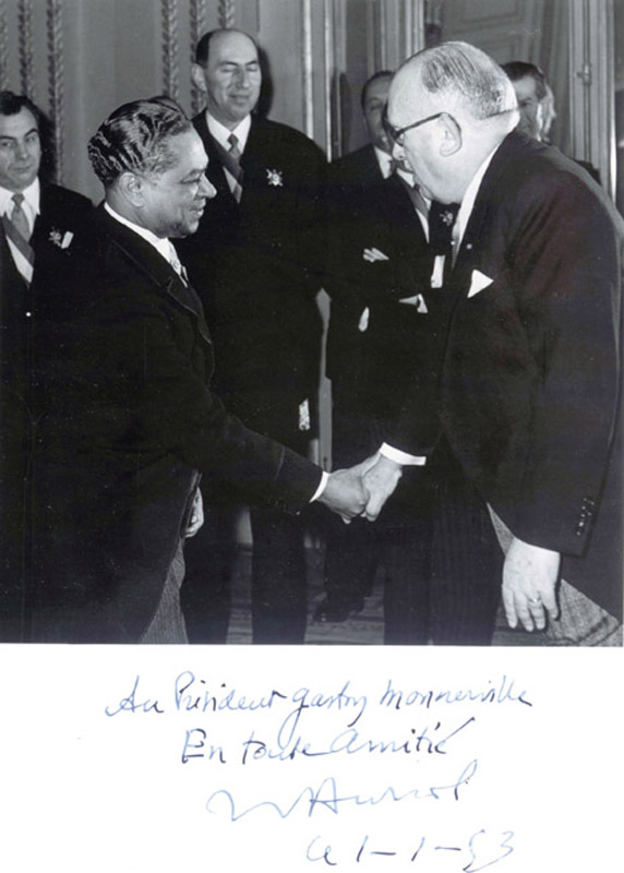 Gaston Monnerville, President du Conseil de la République avec M. Vincent Auriol