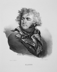 Jean-Baptiste KLÉBER (1753-1800). Portrait extrait de L'iconographie de contemporains et fac-similé d'écritures, par F. S. Delpech (1832).