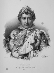 Napoléon Ier (1769-1821). Portrait extrait de L'iconographie de contemporains et fac-similé d'écritures, par F. S. Delpech (1832).