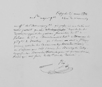 Note de Ney du 25 mars 1814, extraite de L'iconographie de contemporains et fac-similé d'écritures, par F. S. Delpech (1832)
