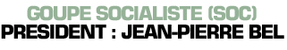 Titre : Groupe Socialiste (SOC). Pr&eacute;sident : Jean-Pierre Bel