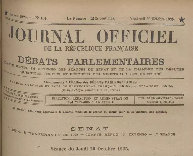 Journal officiel du 30 octobre 1925