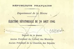 Élections sénatoriales, département de la Marne, août 1905 - Bulletins de vote caviardés.  Archives du Sénat 66 S 102