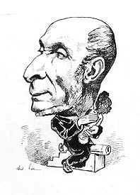 Caricatur de Victor Schoelcher protégeant un esclave noir