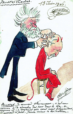 "Pelletan & Combes", carte postale, 1906, fonds Lefébure