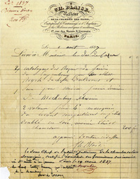 Facture du relieur (extrait du Catalogue des Rosiers cultivés au Jardin du Luxembourg)