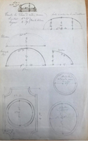 Croquis de la coupole,travaux Gisors, travaux d’art (1836-1857), dossier galerie du trône. Arch. du Sénat, DAPJ 36 / 573S 36/ABJ 36,