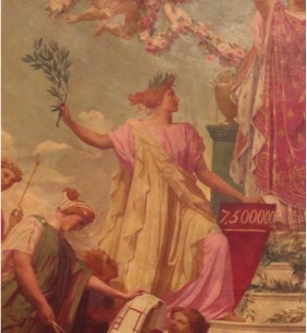 Détail de la coupole, urne et allégorie féminine