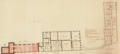 Figure 2 : Jean-François CHALGRIN, extrait d’un plan du logement provisoire du Directoire exécutif. Archives du Sénat, Chalgrin 143.