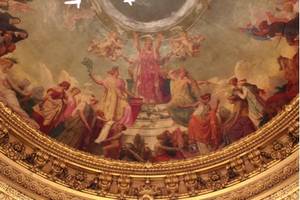 Détail de la coupole, NAPOLÉON III enveloppé dans des guirlandes de fleurs