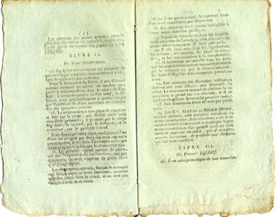 Figure 5 : L'article 15 de la Constitution de l'an VIII instaure le Sénat conservateur, Bibliothèque du Sénat, RFP1092.A.