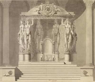 Figure 24 : Jean-François CHALGRIN, l'Impériale abritant le trône de Napoléon, servant à RAMEY, DURET et MOSSMANN pour son exécution, Archives du Sénat, Chalgrin 112.