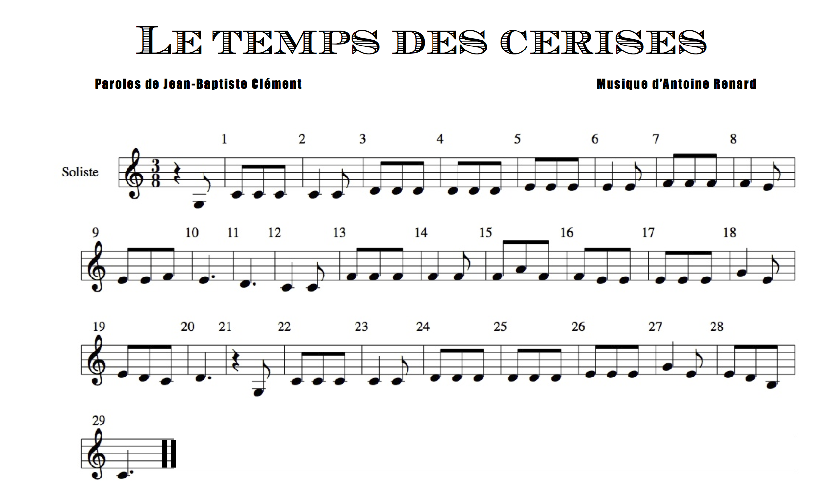Extrait de la partition du temps des cerises