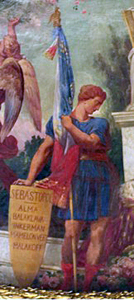 Détail de la coupole, écu aux noms des batailles de la campagne de Crimée © Daniel Sibilia Détail de la coupole, écu aux noms des batailles de la campagne de Crimée © Daniel Sibilia