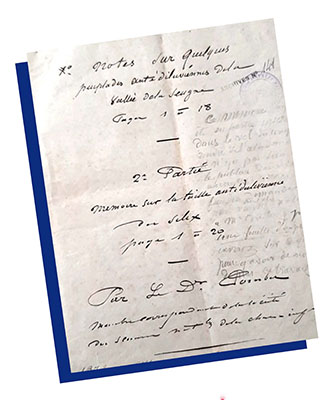 Manuscrit d'Émile Combes sur la pierre taillée et les peuples de la vallée de la Seugne, 1873-1874, Archives de l a Société des sciences naturelles de la Charente-Maritime, Arch-141.