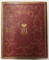 Maroquin rouge (plat arrière, extrait du Catalogue des Rosiers cultivés au Jardin du Luxembourg)