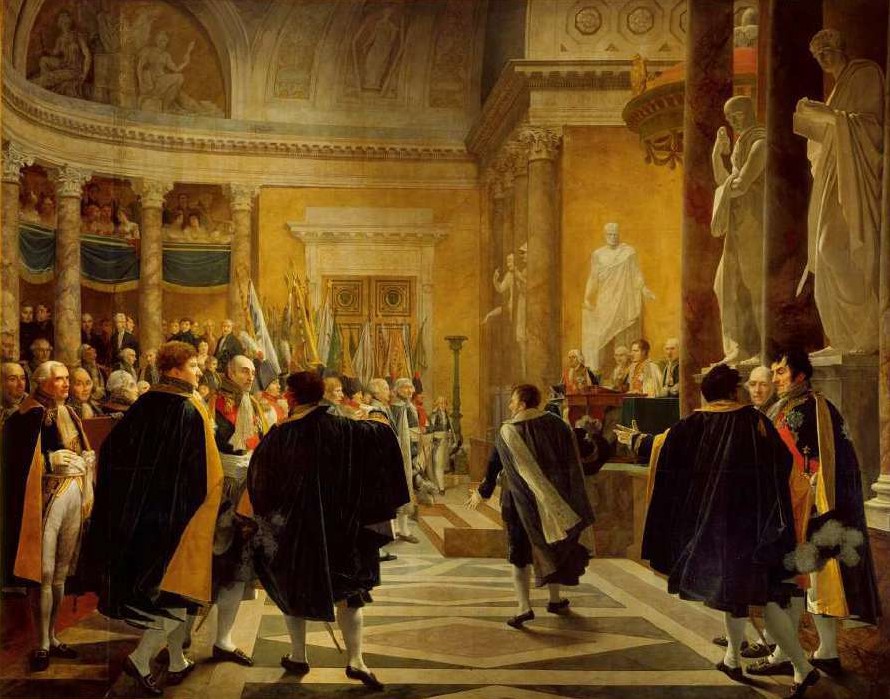  Figure 28 : Jean-Baptiste REGNAULT (1754-1829), Le Sénat français reçoit les drapeaux pris dans la campagne d'Autriche, 1er janvier 1806, huile sur toile, 390 x 559 cm, 1811, Photo © RMN-Grand Palais (Château de Versailles) / Daniel Arnaudet.