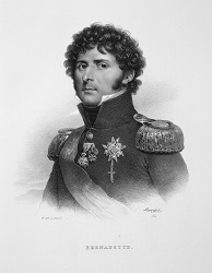 Jean-Baptiste BERNADOTTE (1763-1844). Portrait extrait de L'iconographie de contemporains et fac-similé d'écritures, par F. S. Delpech (1832).