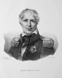 Laurent GOUVION-SAINT-CYR (1764-1830). Portrait extrait de L'iconographie de contemporains et fac-similé d'écritures, par F. S. Delpech (1832).