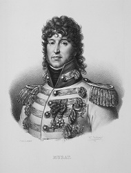 Joachim MURAT (1767-1815). Portrait extrait de L'iconographie de contemporains et fac-similé d'écritures, par F. S. Delpech (1832).