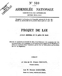 PJL AN 1981 abolition peine de mort
