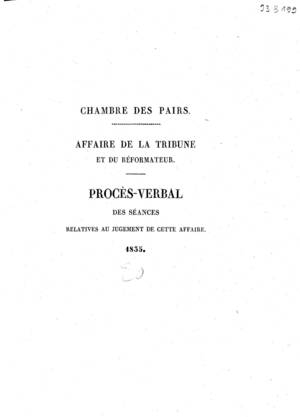 Le procès de la Tribune et du Réformateur