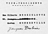 Bulletin de vote pour l'élection des vice-présidents