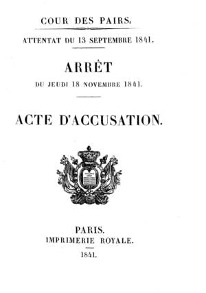 Acte d'accusation et procès-verbaux des séances