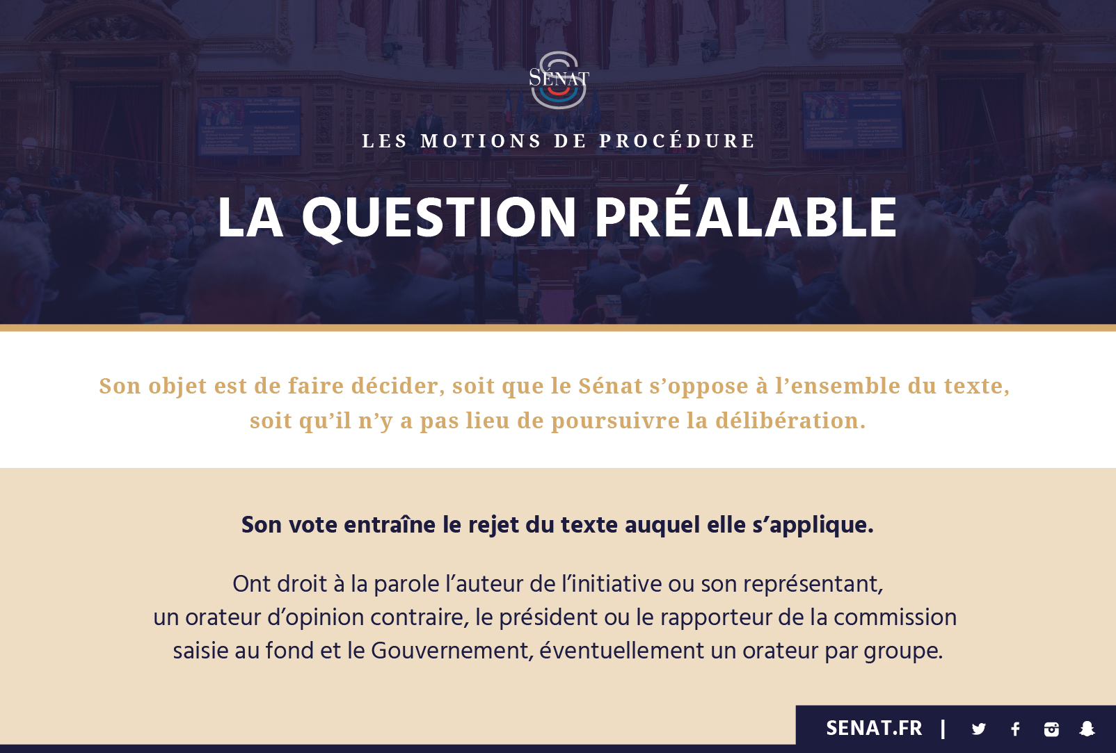 Infographie : Les motions de procédure - La question préalable Infographie : Les motions de procédure - La question préalable