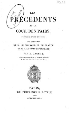 Les précédents de la Cour des pairs