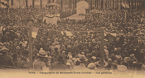 «Pons-Inauguration du monument Émile Combes - Vue générale", carte postale, 1928, fonds Philippe Hélis.