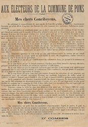 Émile Combes, «Aux électeurs de la commune de Pons», tract, 1886 Archives départementales de la Charente Maritime, 2 M 6