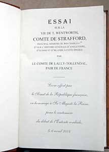 Photo : manuscrit "Essai sur la vie de Th. Wentworth, comte de Strafford