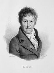 Lazare CARNOT (1753-1823). Portrait extrait de L'iconographie de contemporains et fac-similé d'écritures, par F. S. Delpech (1832).