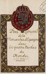 Image et sceau de l'ouvrage intitulé Etat général de la monarchie d'Espagne