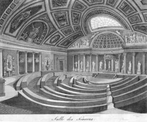 La salle des séances du Sénat conservateur, extraite d'Antiquités gauloises et romaines, par Claude-Madeleine Grivaud de la Vincelle, Paris, Buisson, 1807