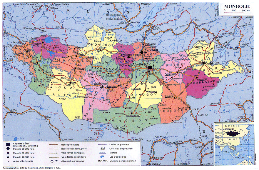 carte de la mongolie