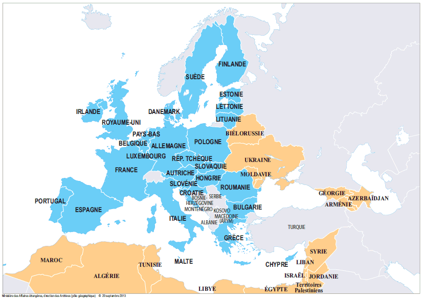 les pays sur mediterannee sur carte